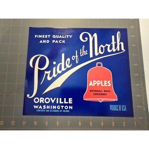 Pride of the North Oroville Washington Apples Vintage Produce Crate Label